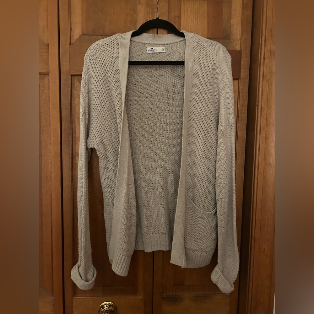 Hollister Women’s Sz XS Tan/Cream Cotton Blend Crochet Lagenlook Cardigan